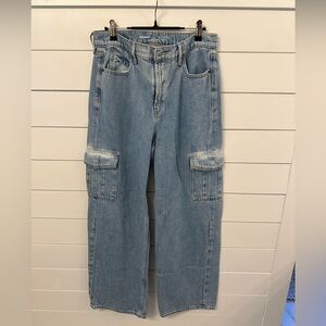 Women’s Light Blue Cargo Wide Leg Jeans